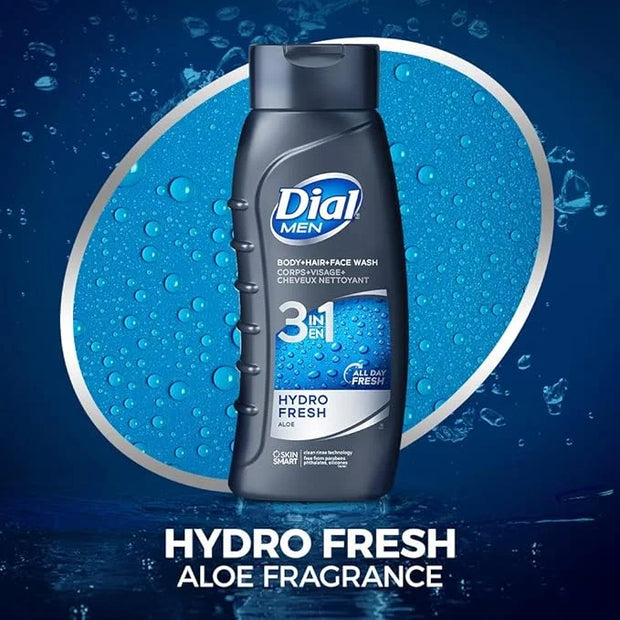 Dial Men Hair + Body Wash, Hydro Fresh, 20 fl oz (Pack of 4) - Product Image