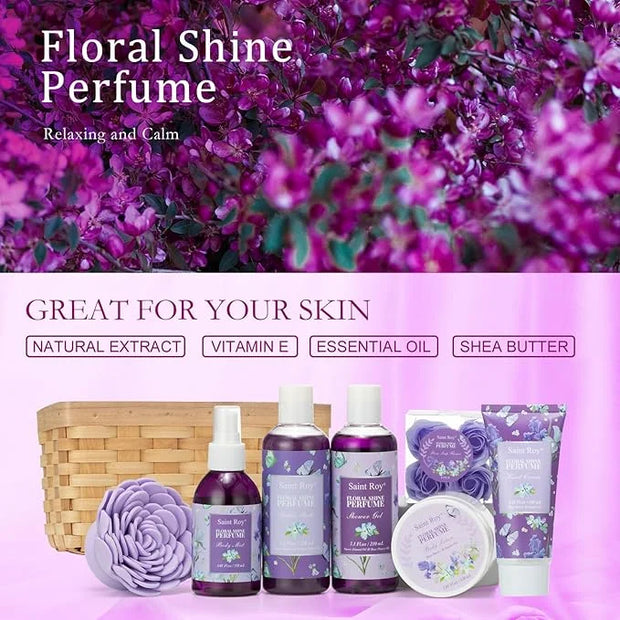 Mother's Day Gifts for Mom Gift Basket for Women, Luxury 11Pcs Floral Perfume Scents Bath and Body Home Spa Gift Kit with ...