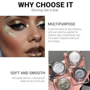 Single Glitter Eyeshadow, Shimmer Eyeshadow Palette, Korean Eye Glitter Makeup, Ultra-Blendable, Sparkle Gold Eye Shadow, ...