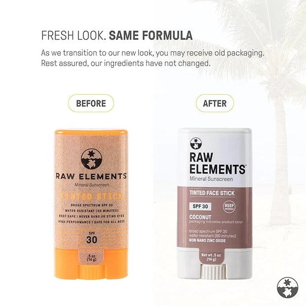 Raw Element Ultra-Moisturizing Face Tint Sunscreen, SPF 30+, Non Toxic Mineral Face Cream, Non Nano Zinc Oxide, Reef Frien...
