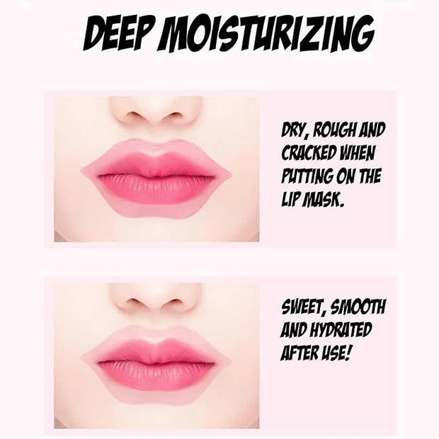 24K Golden Hydrating Lip Mask Patches, Korean Skincare, Plumping Treatment, 30 Pieces (Pink (B)) - Product Image