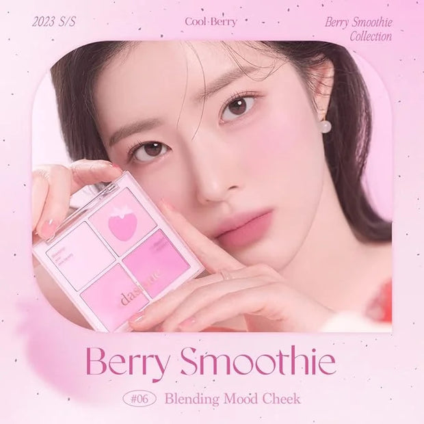 Dasique Blending Mood Cheek #06 Berry Smoothie | 4 Blendable Shades in Lightweight Smooth Powder | Vegan | Pink Blush - Pr...