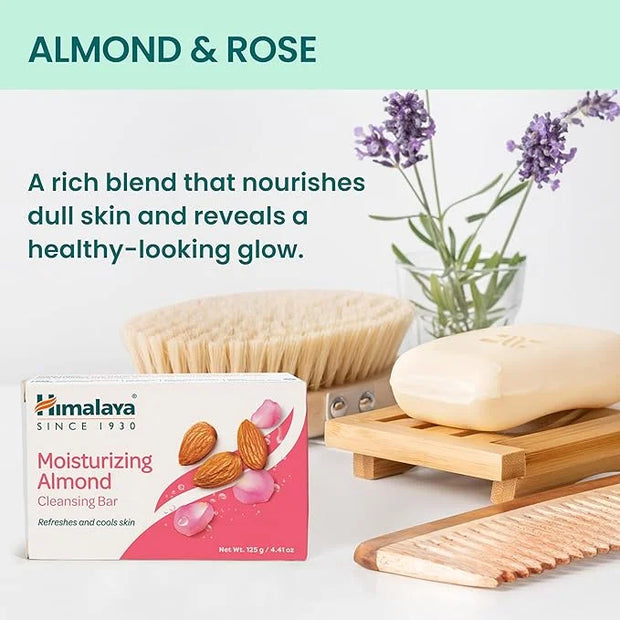 Himalaya Moisturizing Almond Cleansing bar, Body Soap for Soft and Healthy-Looking Skin 4.41 oz/125 g, 6 Pack - Product Image