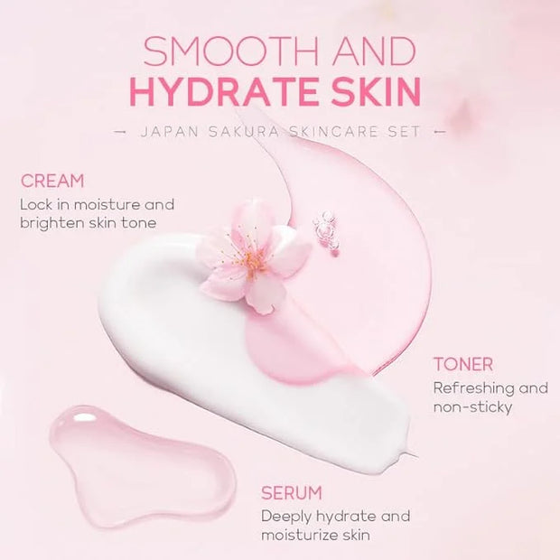Travel Skincare Set for Women and Teens, Facial Skin Care Gift Set with Vitamin C & Cherry Blossom, Gentle Skin Cleaning &...