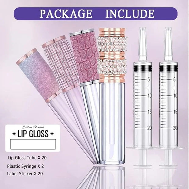 AMORIX 20 Pack Diamond Lip Gloss Tubes with Wand 5ml Empty Rhinestone Cute Lipgloss Bottles/Containers Crystal Lip Gloss S...