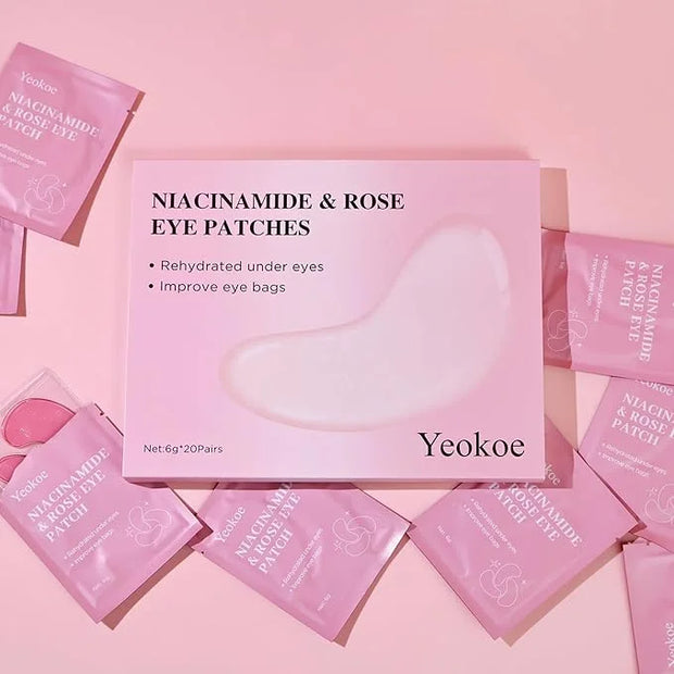 Under Eye Patches for Dark Circles,Puffy Eyes,20 Pairs Face Masks SkinCare With Niacinamide and Rose for Rehydrated - Prod...