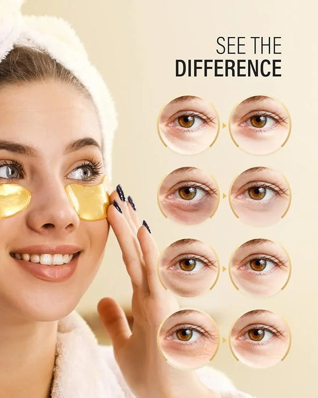 24K Gold Under Eye Patches (50 Pairs) & Q10 Anti-Wrinkle Night Cream, Pro-Retinol Face Moisturizer for Firming, Hydrating ...