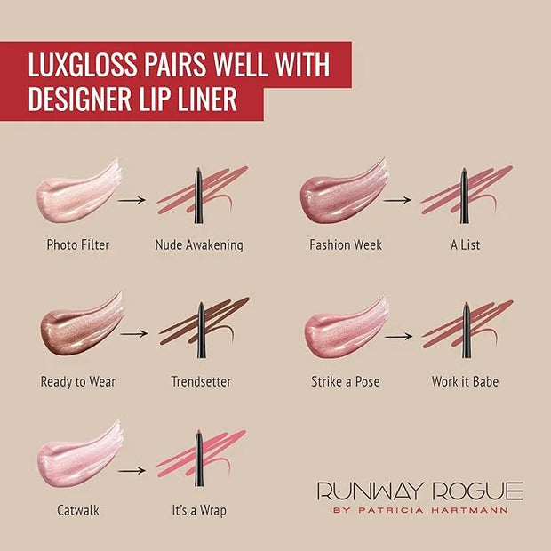 Runway Rogue LuxGloss Kit with 2 Moisturizing Shimmer Lip Gloss Tubes (‘Strike a Pose’ and ‘Fashion Week’) and 1 Matte Lip...