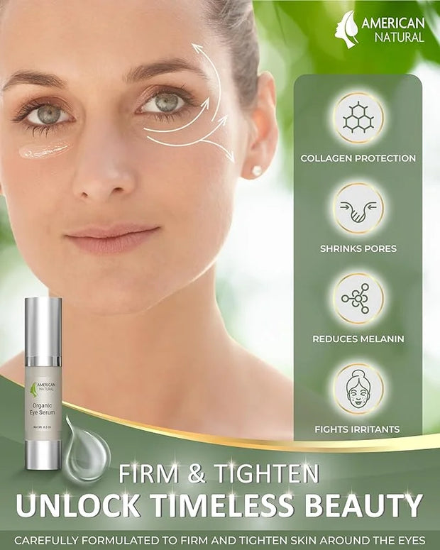 American Natural Eye Serum for Puffy Bags Under Eyes (0.5oz) - Dark Eye Circle Remover with Organic Cucumber & Chamomile E...
