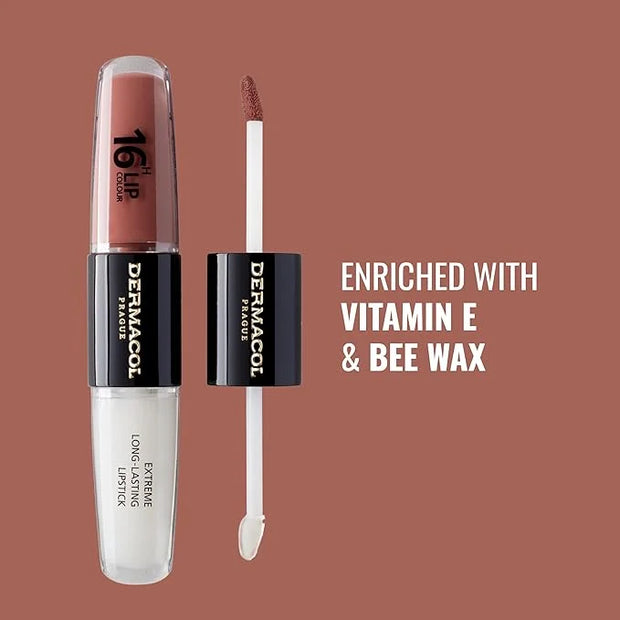 Dermacol NEW 16-Hour Lip Colour, Highly Pigmented Glossy Lip Stain, Two-Phase Lip Plumper Gloss, Kissproof Lip Makeup Prod...