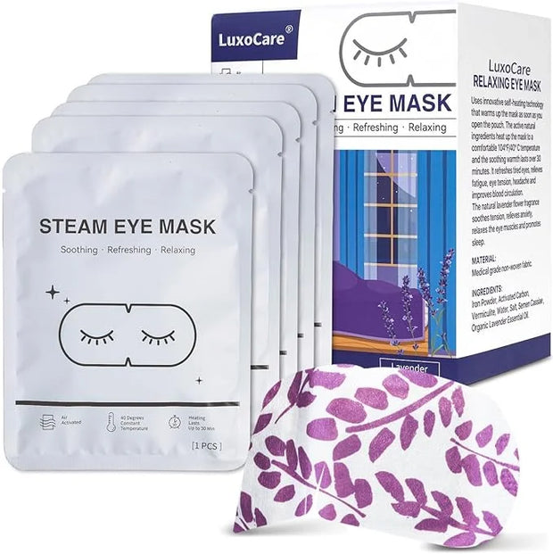 Steam Eye Mask - Self Heating, Moist Hot, Purple, Polyester, Disposable, Lightweight, Eye Mask for Puffy Eyes, Dry Eyes, P...