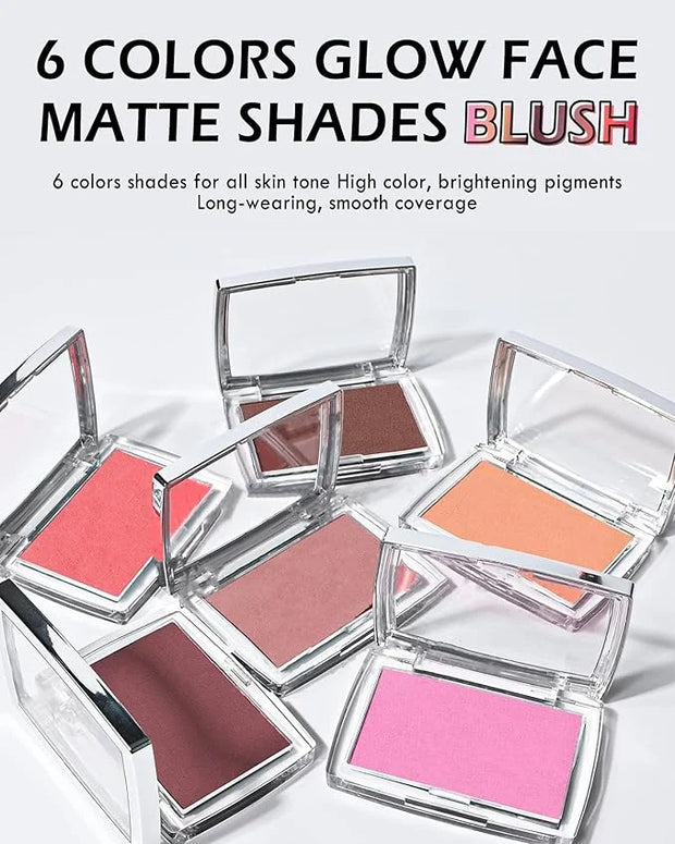 Powder Blush Palette, Matte Powder Makeup Blush for Cheeks, Natural Glow Face Blush Contour Palette, Lightweight, Smooth, ...