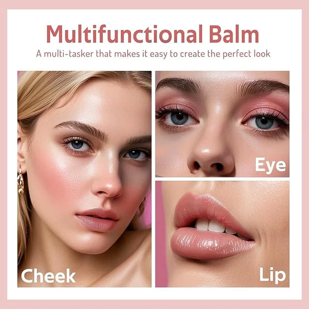 Multi Cream Blush & Blush Brush Set, Korean Makeup Blush for Cheeks, Multi-Use Face Balm, Lightweight & Hydrating, Blendab...