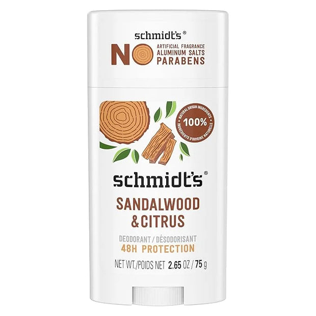 Schmidt's Aluminum-Free Vegan Deodorant Sandalwood & Citrus for Women and Men, with 24 Hour Odor Protection, Natural Ingre...