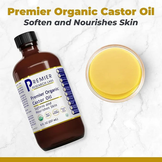 Premier Research Labs Castor Oil - Cold Pressed & Hexane-Free Castor Oil - Body Oil for Dry Skin & Hair - Castor Oil for B...