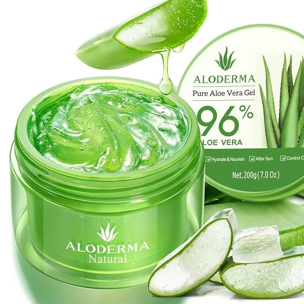 Aloderma Organic Aloe Vera Gel for Face & Body, 96% Pure Aloe Gel Made within 12 Hours of Harvest, Ideal for Skin, Scalp, ...