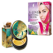 SWISSÖKOLAB Double Chin Reducer V Line Lifting Mask + Under Eye Patches For Puffy Eyes 24k Gold Eye Mask For Dark Circles ...