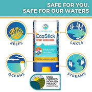 STREAM2SEA EcoStick SPF 35 Mineral Sunscreen Stick, Sweat Water Resistant Sunblock, USDA Approved Biodegradable Paraben Fr...