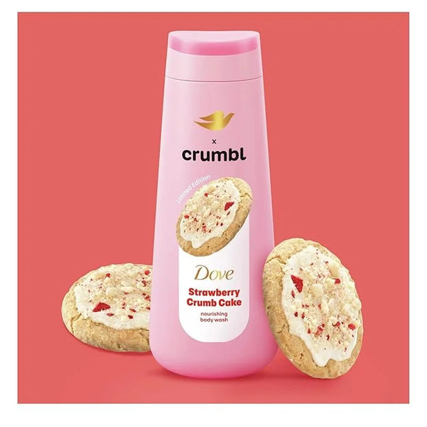 Dove Moisturizing Strawberry Crumb Cake Body Wash & Scrub Combo, 20oz Wash + 15oz Scrub, Limited Edition, Paraben & Sulfat...