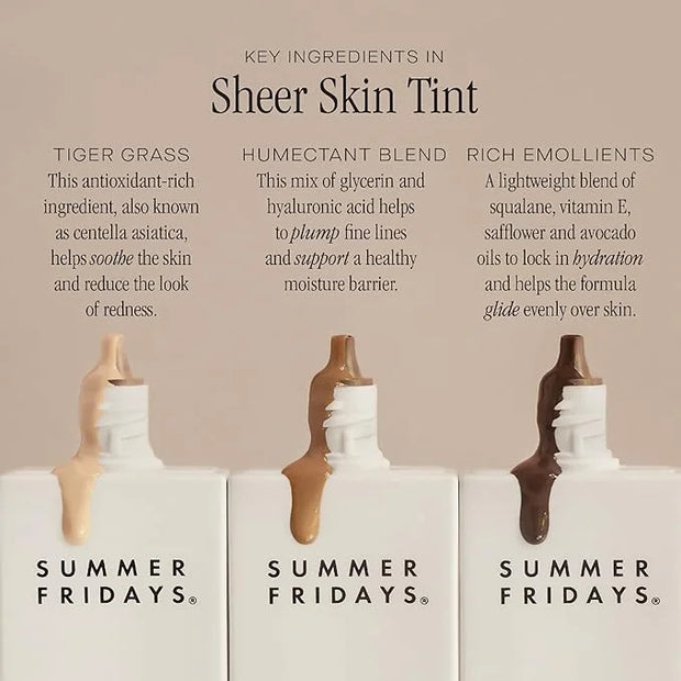 Summer Fridays Sheer Skin Tint - Skin Tint with Hyaluronic Acid - Helps Diminish Uneven Skin Tone - Sheer to Light Coverag...