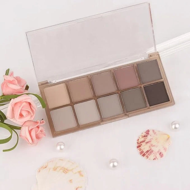 evpct 10 Colors Matte Nude Eye Shadow Palette Makeup for Older Women, Nude Brown Pink Cocoa Taupe Mauve Neutral Matte Crea...