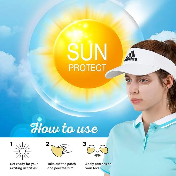 UV Protection Golf Patch (Beige, 12 PCS)- Hydrating Sunscreen Gel Facial Patches for Outdoor Activities, Skin Care Sunbloc...