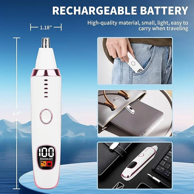 2025 Rechargeable Nose and Ear Hair Trimmer With LED Dispaly for Women Men,4 in 1 Painless Eyebrow & Facial Hair Trimmer w...