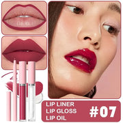 3-in-1Grayish Purple Matte Lip Stain Kit | Waterproof Lip Liner + Hydrating Matte Lip Gloss + Nourishing Lip Oil | Long La...