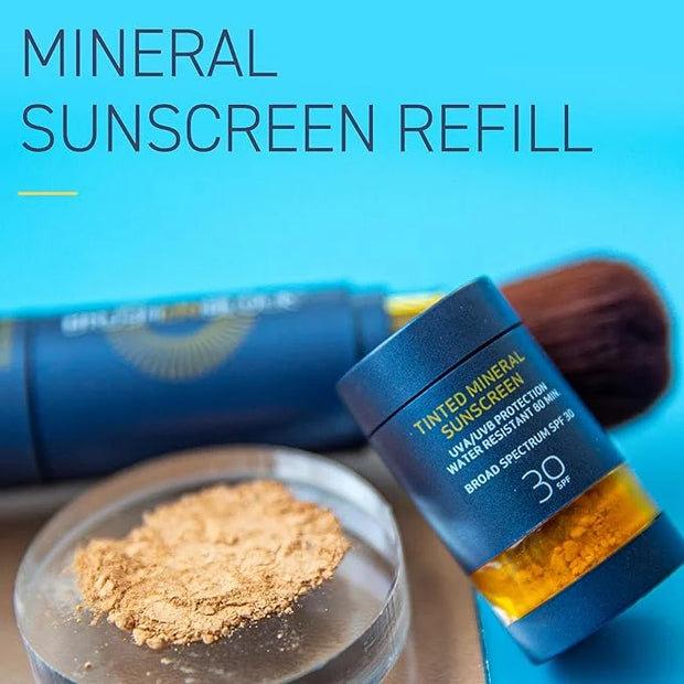 Brush On Block Mineral Sunscreen Powder Refill, Natural Broad-Spectrum SPF 30, Safe for Sensitive Skin, UVA UVB Face Prote...