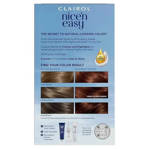 Clairol Nice'n Easy Permanent Hair Dye, 5RB Medium Reddish Brown Hair Color, Pack of 1 - Product Image
