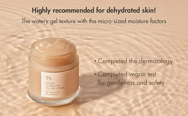 Dr.Ceuracle Vegan Kombucha Tea Gel Cream - Korean Skincare Lightweight Watery Hydrating Moisturizer with Kombucha Tea Extr...