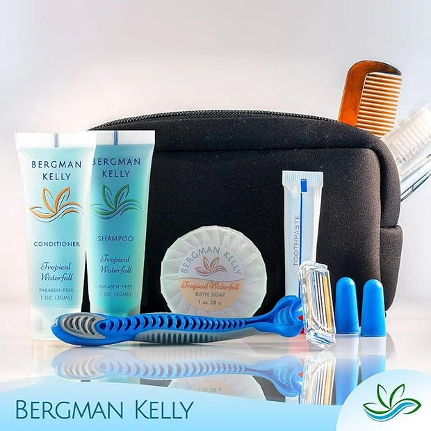 BERGMAN KELLY Round Hotel Soap Bars, Shampoo & Conditioner 3-Piece Set (1 oz each, 150 pc total, Tropical Waterfall), Deli...