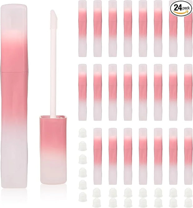 COSIDEA 15pcs 5ml Irregular rectangle empty lip gloss tubes bulk with wand unique Gradient pink lipgloss tube - Product Image
