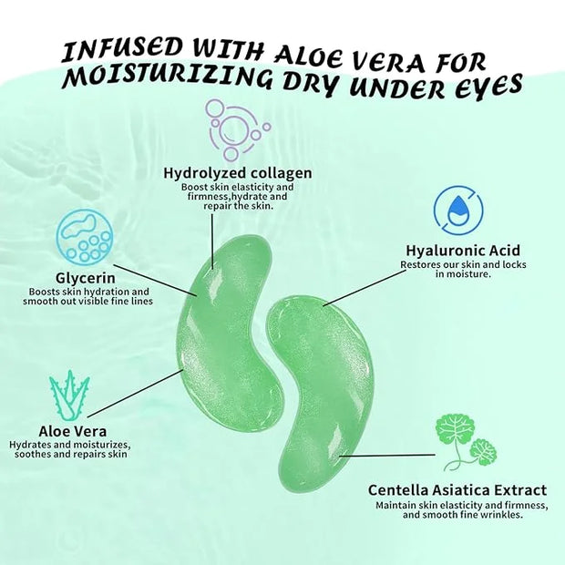 Under Eye Patches (50 Pairs), Aloe Vera Eye Masks for Dark Circles Puffy Eyes Undereye Bags, Collagen Eye Patches for Repa...
