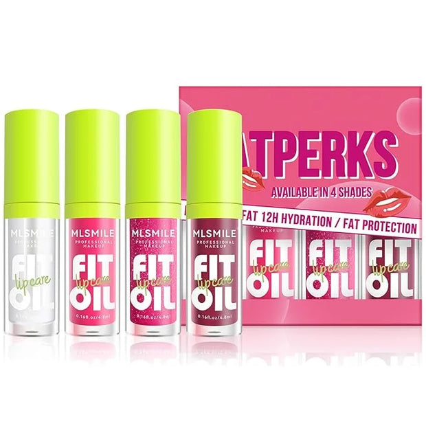 4 Colors Lip Oil Lip Glaze, Hydrating Lip Glow Oil Fit Oil Lip Care, Shiny Transparent Lip Gloss Plumping,Long Lasting Nou...