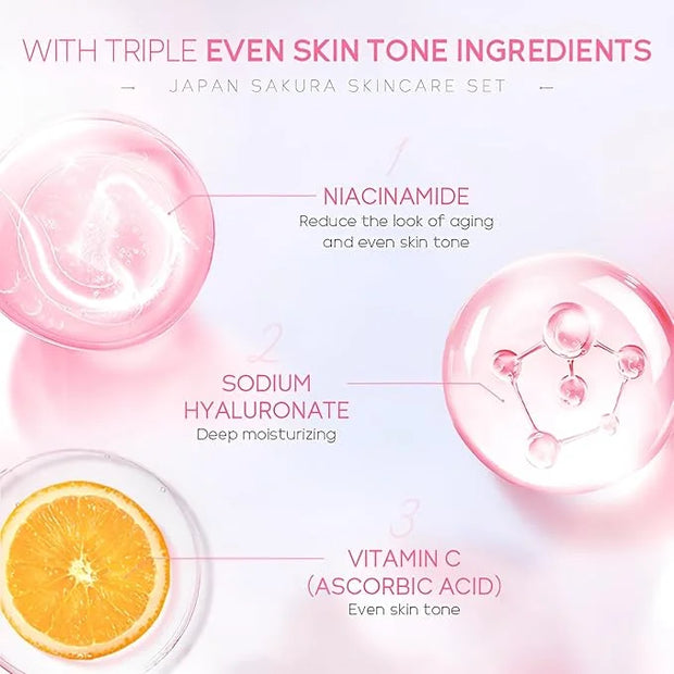 Sakura Skincare Set for Teen Girls, Complete 34PCS Face Care Kit, Christmas Pamper Gift Set for Women & Teenage Girls, Hyd...