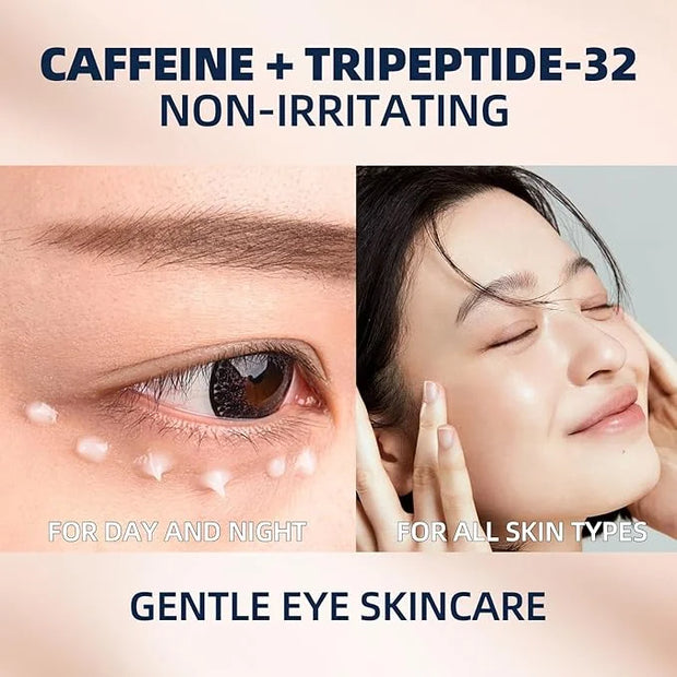 Under Eye Cream For Dark Circles, Puffiness and Wrinkles, Hyaluronic Acid + Peptide + Caffeine Eye Cream Anti Aging, Hydra...