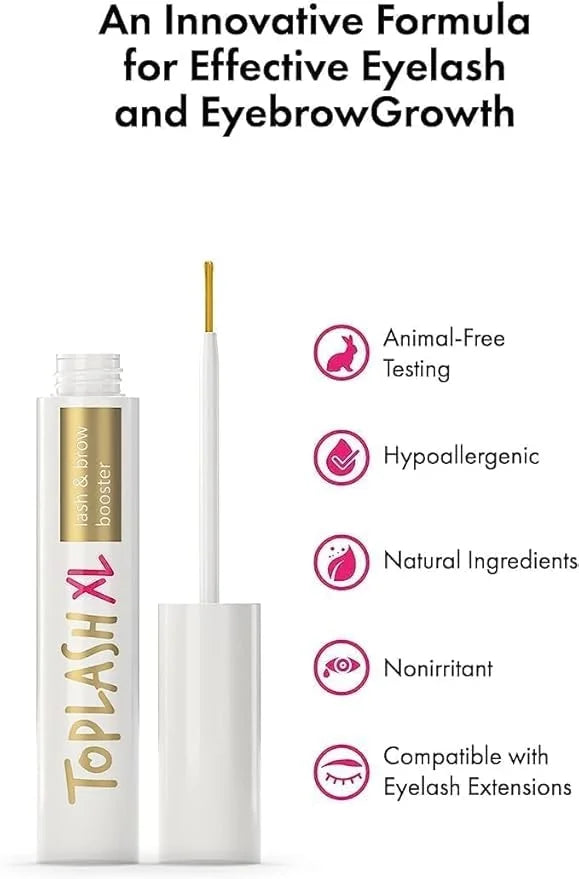XL Lash and Brow Booster, Growth Serum with Eyelash and Eyebrow Enhancer, Promotes Stronger, Thicker, Healthier Lashes wit...