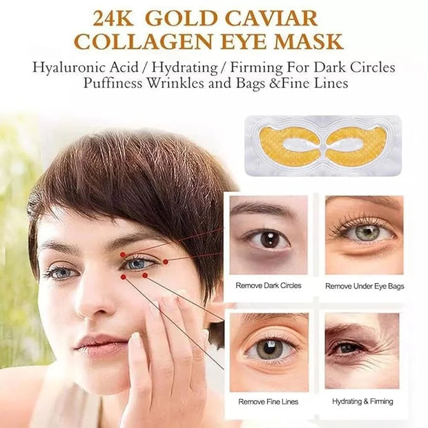 Gold Hydrogel Eye Patches, Collagen Crystal Under Eye Gel Mask Pads - Reduce Wrinkles,Puffy Eyes,Dark Circles,Undereye Bag...