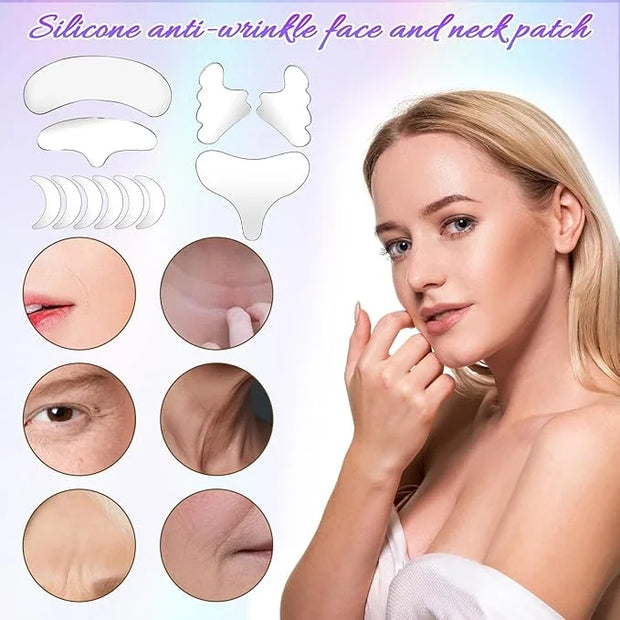 11 Pcs Neck Wrinkle Patches Reusable Silicone Forehead Wrinkle Mask No Adhesive Under Eye Pad for Plump Wrinkles Skin Line...