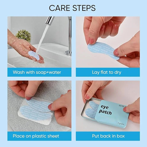 AUSLKA Reusable Under Eye Patches-3 Pairs, Silicone Reusable Eye Masks, Reusable Eye Wrinkle Patches, Silicone Eye&Face Ma...