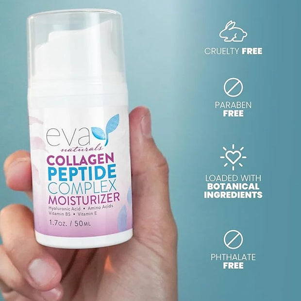 Eva Naturals Collagen Face Moisturizer Peptide - Anti-Wrinkle Facial Moisturizer For Face - Deeply Hydrating Multi-Peptide...