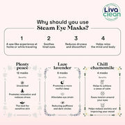 LivaClean 24 Steam Eye Mask for Dry Eyes, Dark Circles & Puffiness, Warm & Self Heating, Ear Hooks to Stay On, Lavendar, C...
