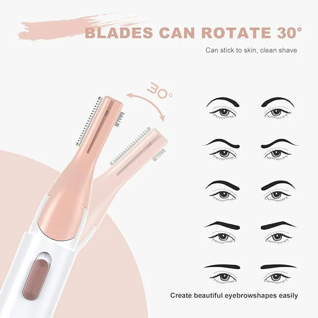 Eyebrow Trimmer, Women's Facial Hair Remover ＆ Eyebrow Trimmer with Pivoting Head - Rechargeable Double-Sided Eyebrow Razo...