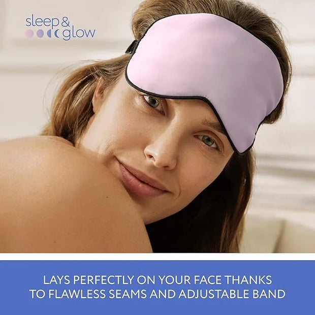 SLEEP & GLOW Silk Sleep Eye Mask Luxury Mulberry 22 Momme 100% Natural Triple Silk Blindfold with Adjustable Strap for Com...