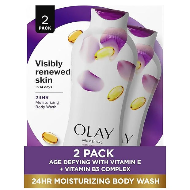 Olay Body Wash for Women, Age Defying with Vitamin E, 24hr Moisturizing, Hydrating & Refreshing, B3 Vitamin Complex, Free ...