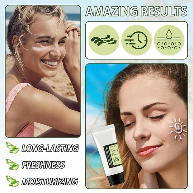 2PCS Matte Aloe Vera Sunscreen SPF 50+ PA+++ for Body & Face,Hydrating Long Lasting Moisturizing Aloe Sun Cream for Men & ...
