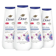 Dove Body Wash Anti-Stress Blue Chamomile & Oat Milk 4 Count for Renewed, Healthy-Looking Skin Moisturizing Gentle Skin Cl...