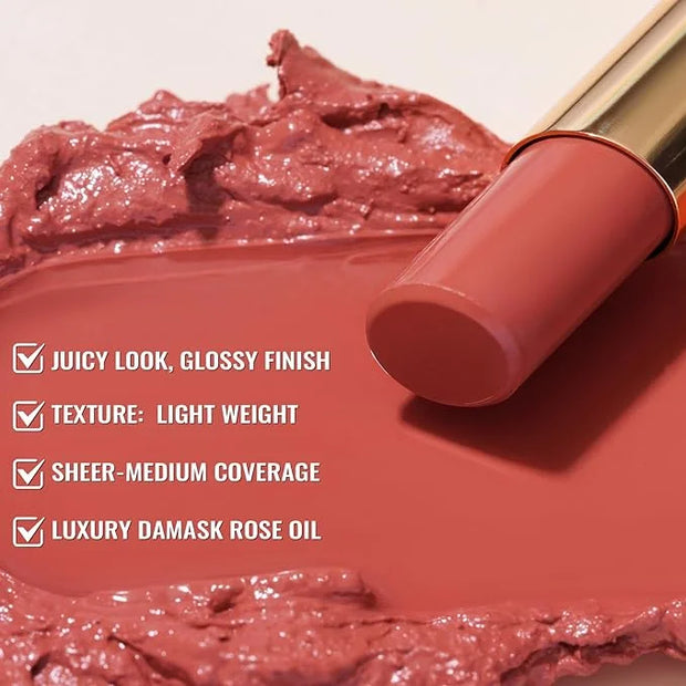 Oulac Moisturizing Shine Lipstick Red for Women - 2 in 1 Glossy Red Tinted Lip Balm, Hydrating Summer Lipstick for Dry Lip...