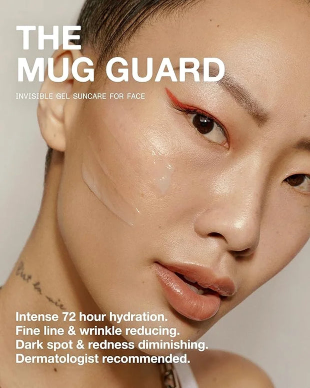The Mug Guard - Clear Invisible Gel Sunscreen for Face - Broad Spectrum SPF 30 Protection, 72 hr Hydration, Anti-Aging, 40...